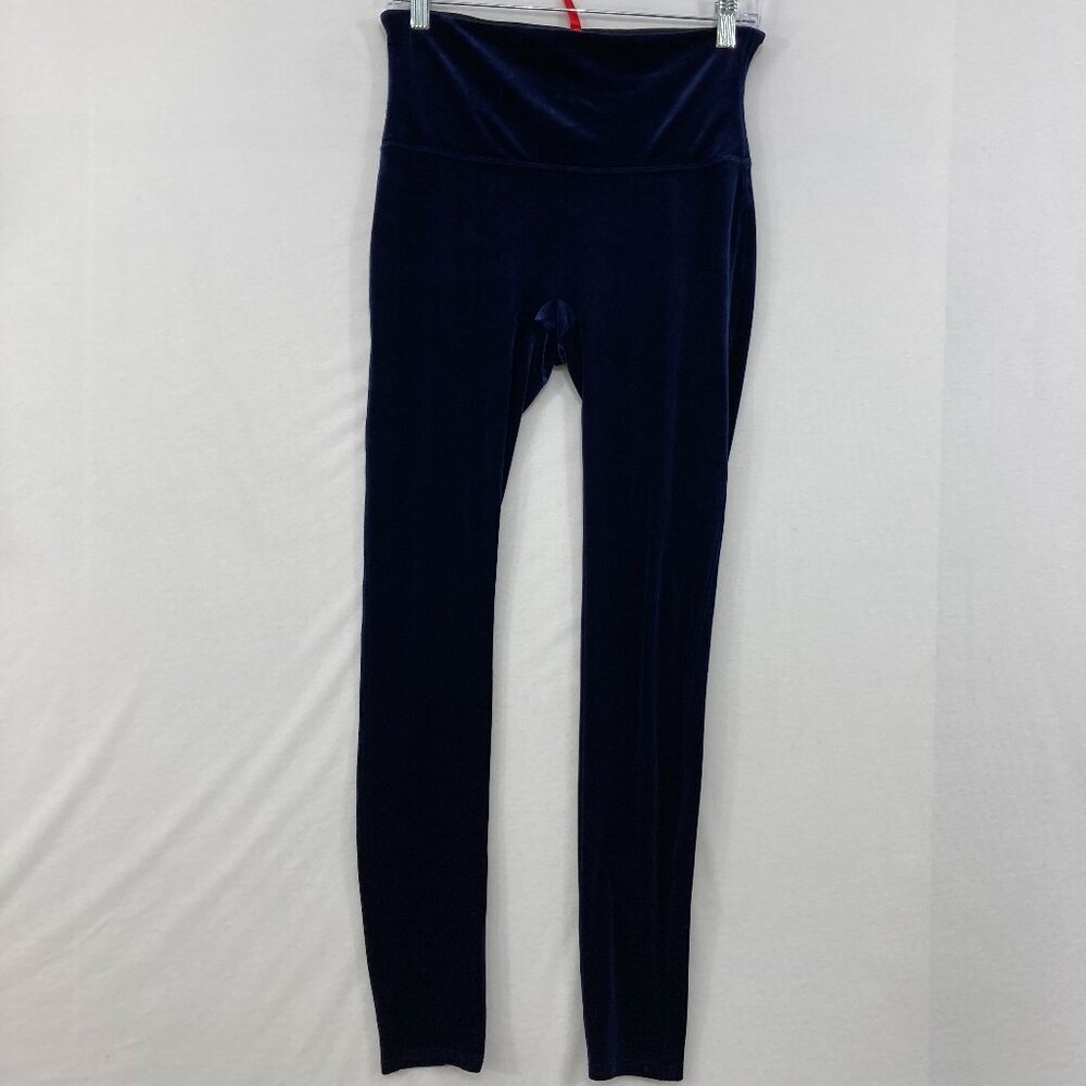 SPANX size‎ Large Blue Velvet Stretch Comfy Pull-on Leggings